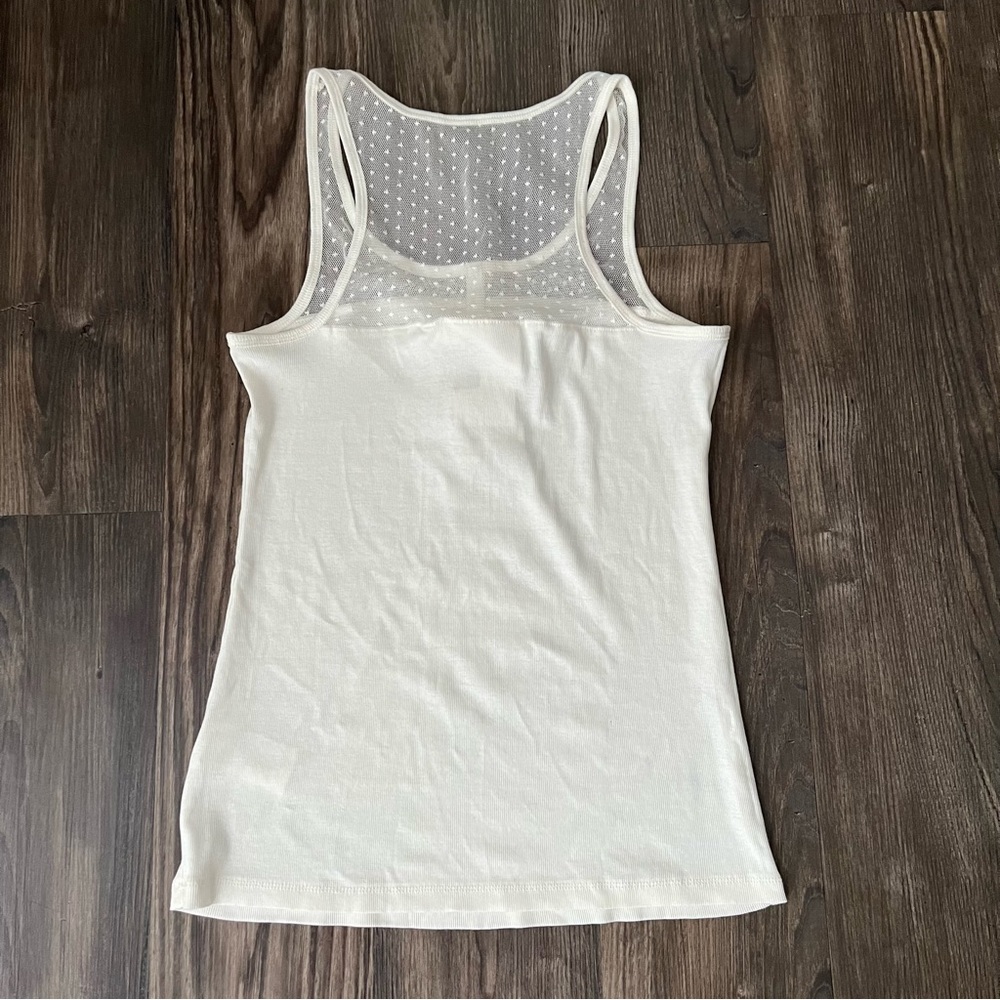 H&M NEW Cream Ribbed Tank Top with Mesh Detail - Picture 3 of 9